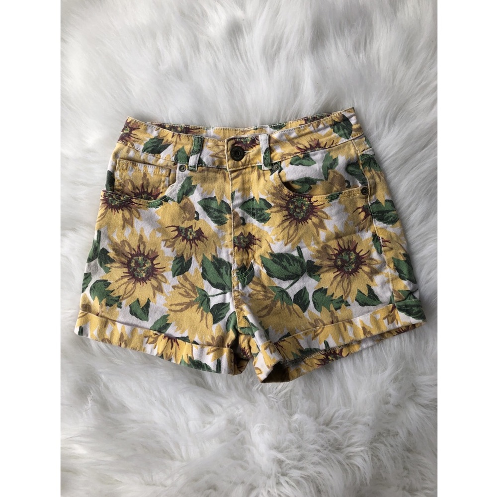 Bullhead Jean High-Waisted Sunflower Shorts